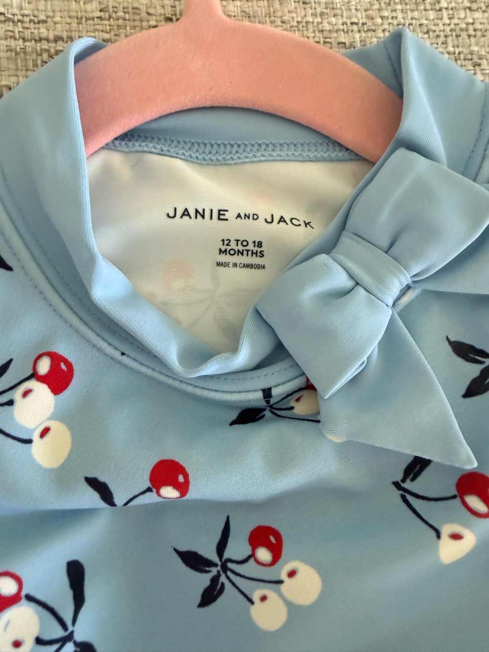 Janie and Jack Light Blue Cherry Print Two-Piece Rash Guard Swim Set - Picture 2 of 2